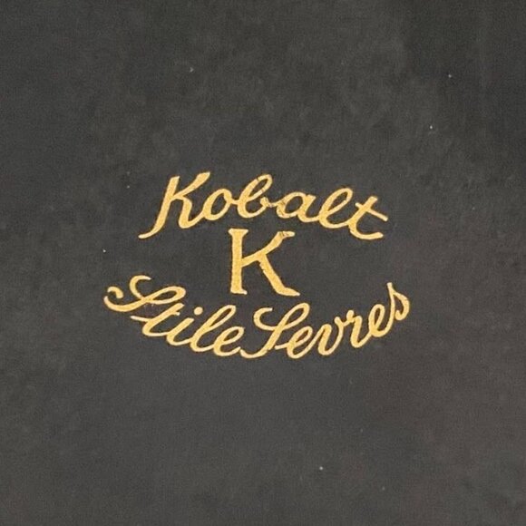 Authentic Kobalt Stile Sevres Floral Black Gold Vase - Picture 7 of 7